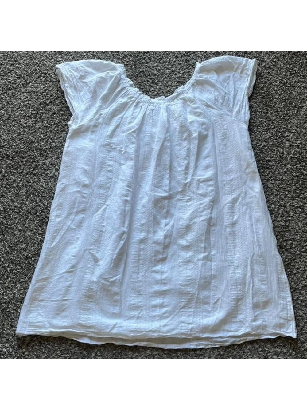 Faherty White T-Shirt Mini Dress Large Ruffles Cottagecore Traditional Fairy - Picture 5 of 7